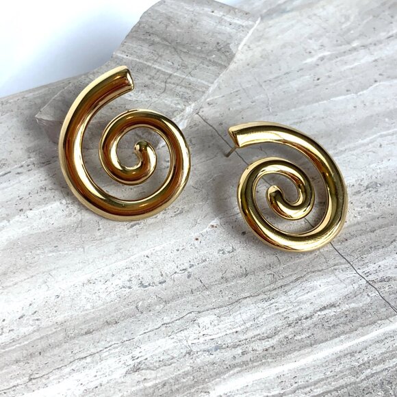 New ~ Anthropologie Gold Spiral Earrings - Picture 4 of 6